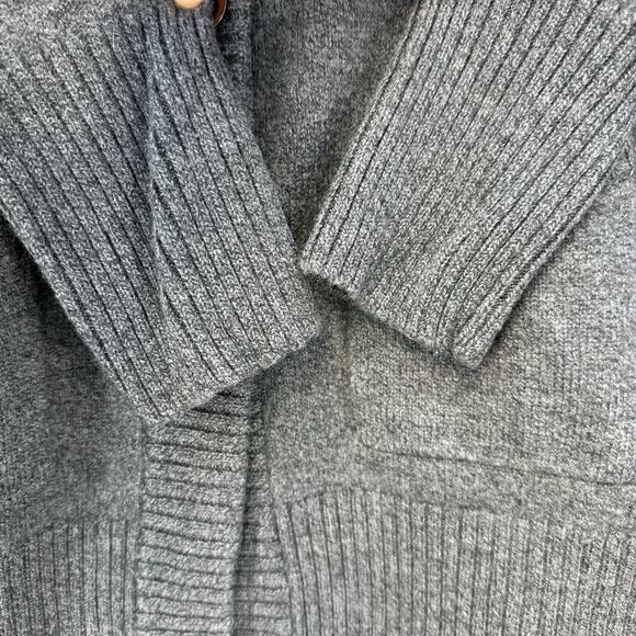 Eddie Bauer Cardigan Sweater Women's L Grey 100% Merino Wool Long Cozy - Picture 6 of 11